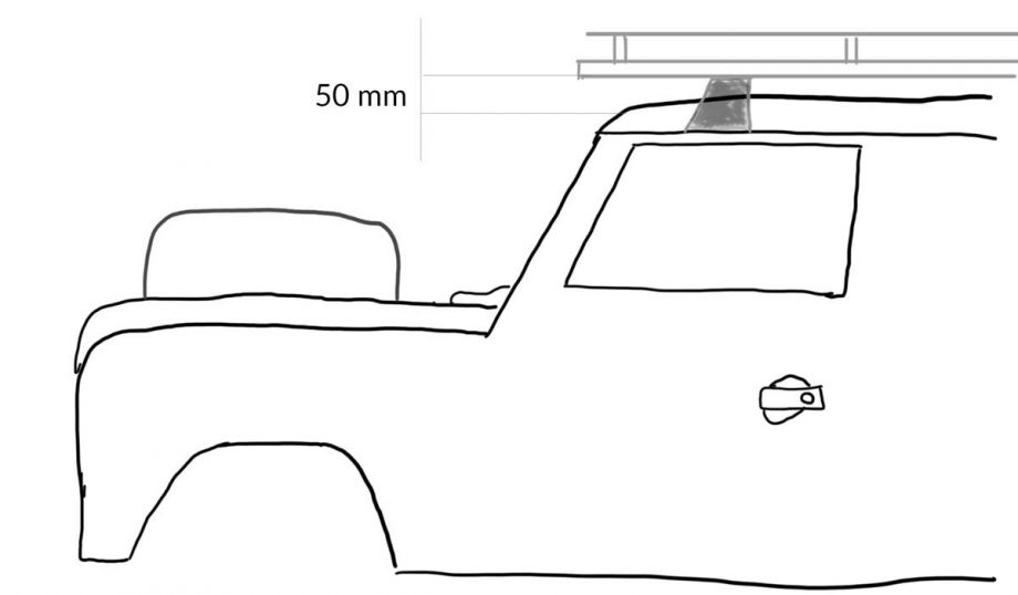 Defender Solarschublade Skizze Seitenansicht